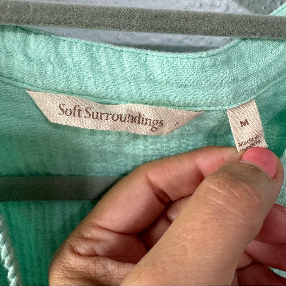 Soft Surroundings Laguna gauze dress mint green med - Picture 3 of 7